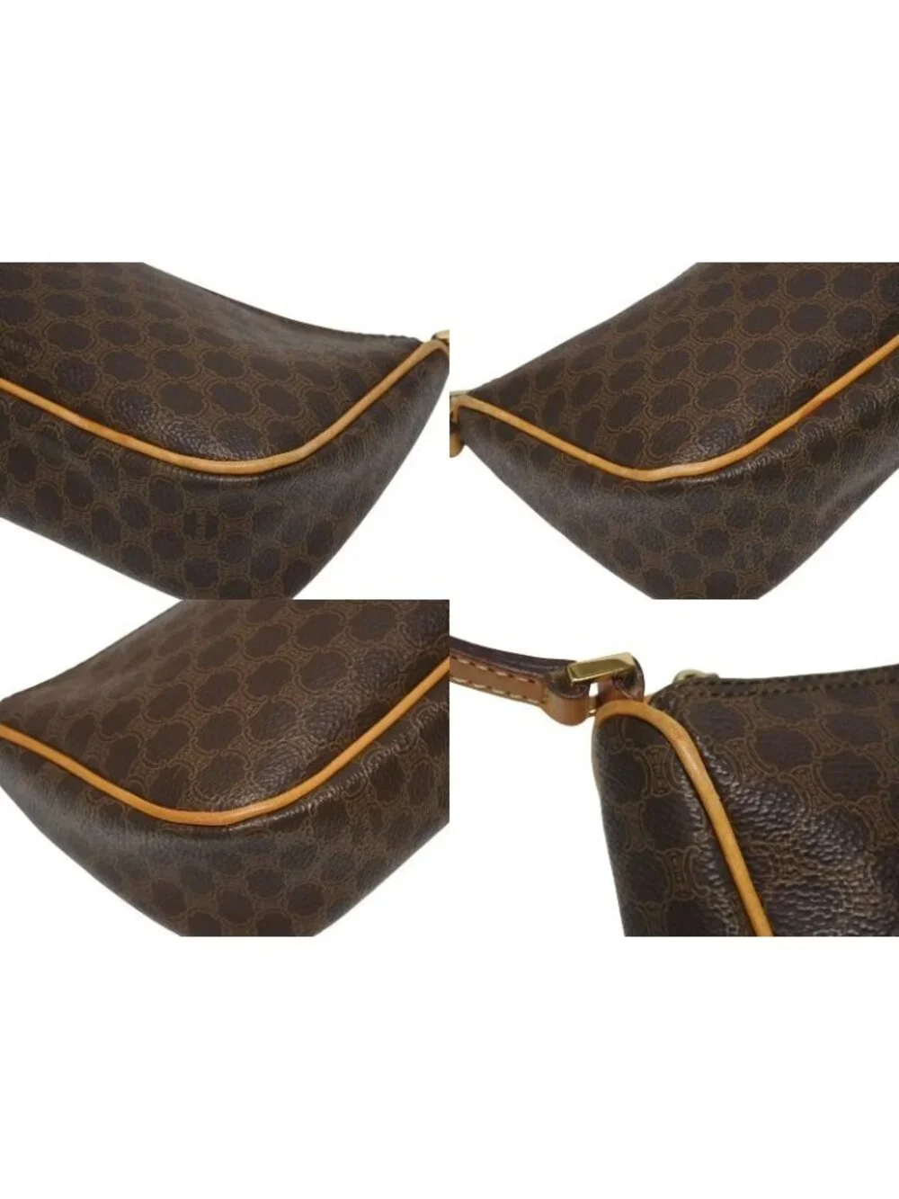 Celine Hobo Mini Andbag Pouch Macadam Pattern Brown